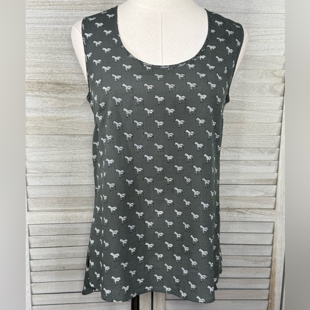 PHILOSOPHY Women's Zebra Print Semi Sheer Tank Top Gray/Multi-Small